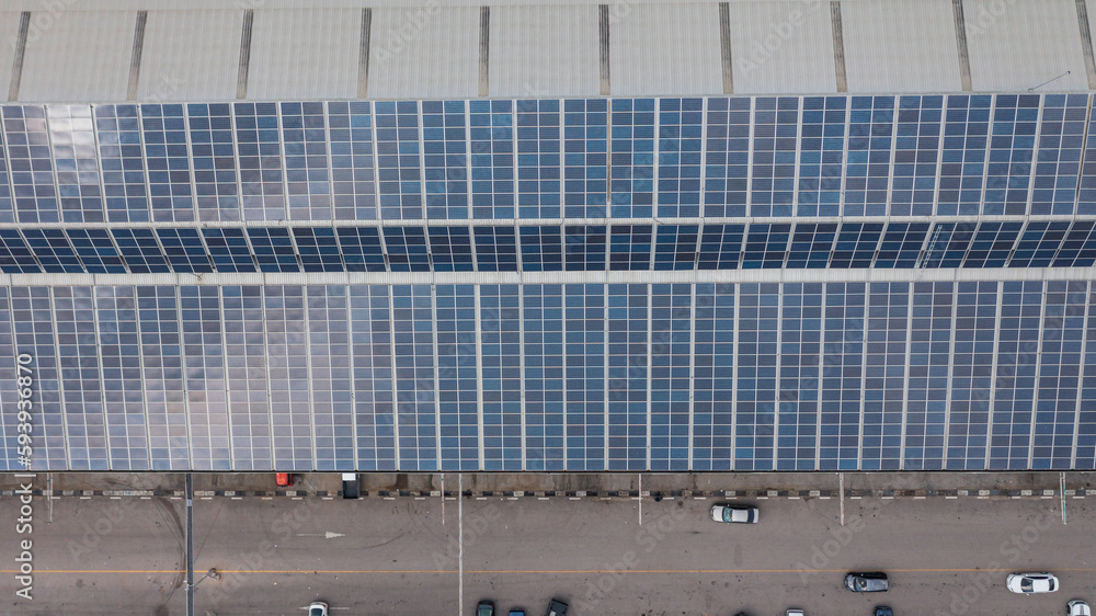 Φωτογραφία Technology solar cell, Solar cell on the roof of factory industry, Solar panels