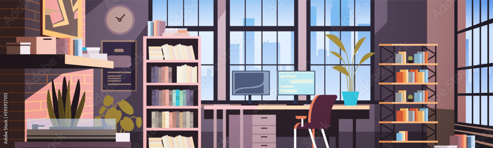 creative empty no people apartment modern loft interior of open space home office with furniture for corporate or freelance work creative empty no people apartment modern loft interior of open space home office with furniture for corporate or freelance work