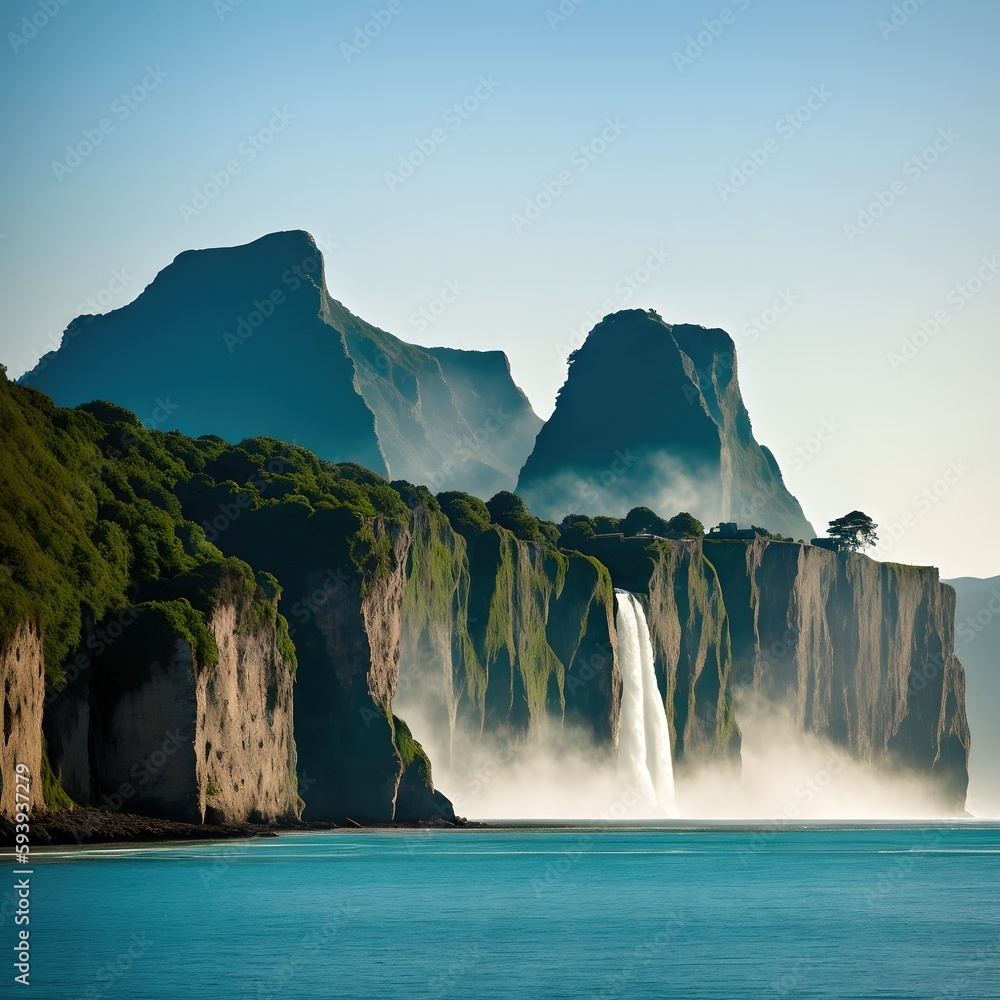 Fotografie waterfall in the mountains made with ai generative