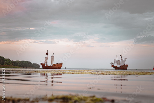 Schiffe auf dem Wasser bei den Störtebeker-Festspielen auf Rügen photo