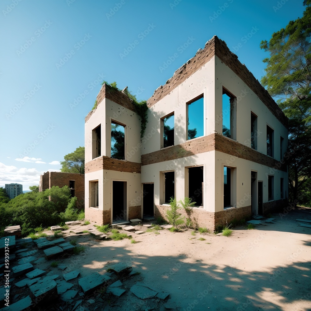 Fototapeta premium Abandoned buildings made with ai generative