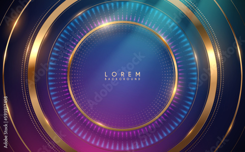 Abstract Golden rings on neon color background