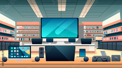 new home appliance products in electronics store big sale black friday shopping concept horizontal