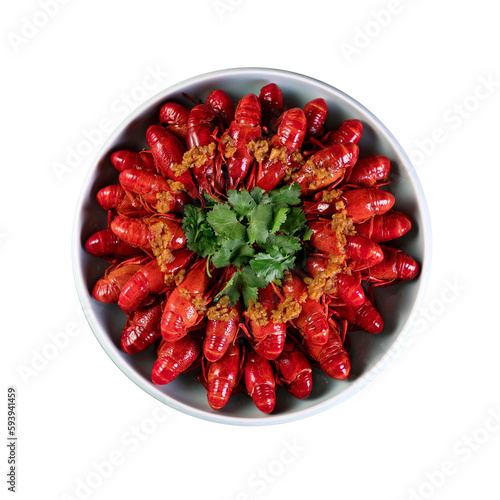 Spicy Crawfish on a plate,Red Swamp Crayfish,Procambarus clarkii,Cambarus clarkii Girard,very popular street food photo