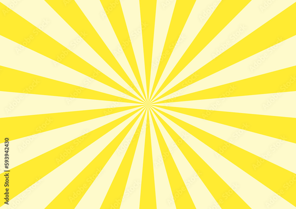 黄色い集中線のシンプルな背景イメージ素材。A simple background image material of a yellow concentration line.