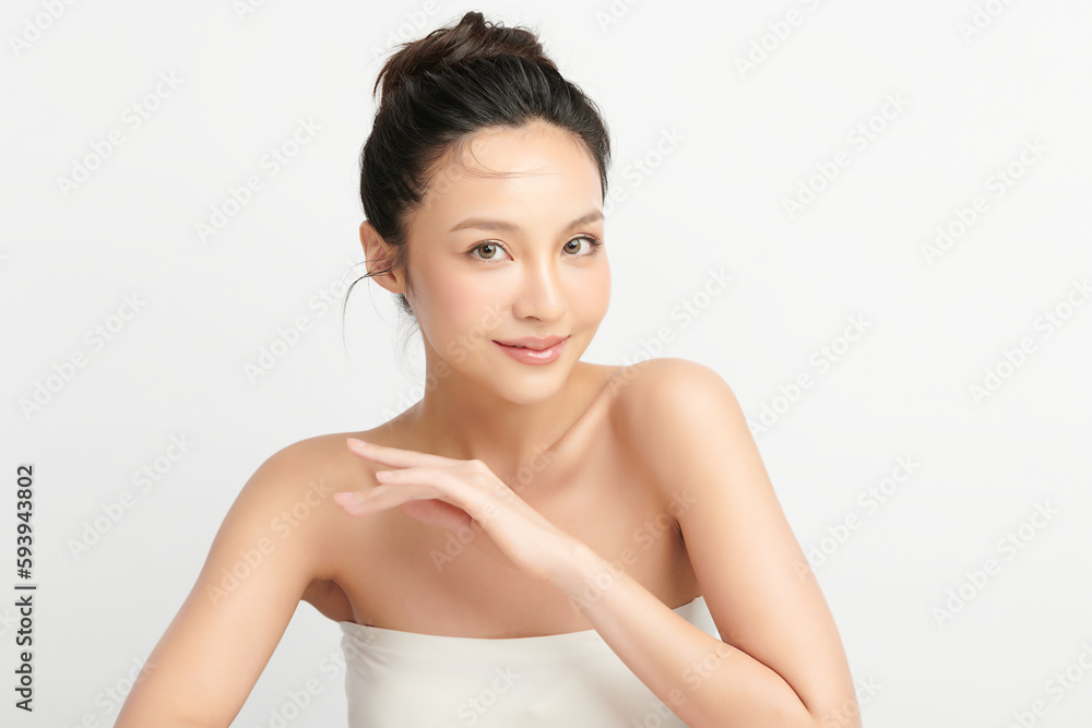 Beautiful young asian woman with clean fresh skin on white background, Face care, Facial treatment, Cosmetology, beauty and spa, Asian women portrait. Beautiful young asian woman with clean fresh skin on white background, Face care, Facial treatment, Cosmetology, beauty and spa, Asian women portrait.