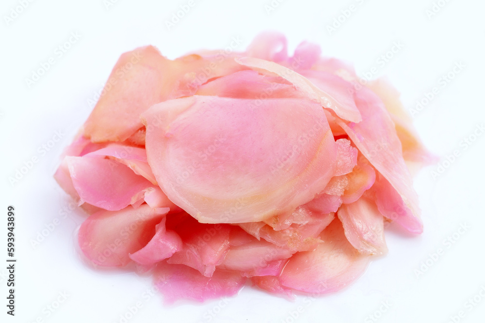 Sushi ginger, Sliced pink pickled young ginger Sushi ginger, Sliced pink pickled young ginger