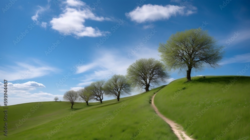 Obraz premium landscape with trees and clouds