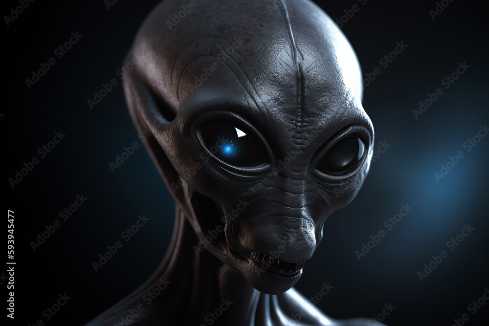 Dark Alien Humanoid Portrait. Generative AI