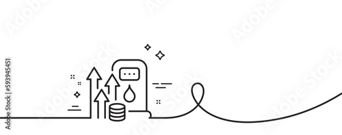 Petrol price line icon. Continuous one line with curl. Fuel price sign. Diesel rate symbol. Fuel price single outline ribbon. Loop curve pattern. Vector