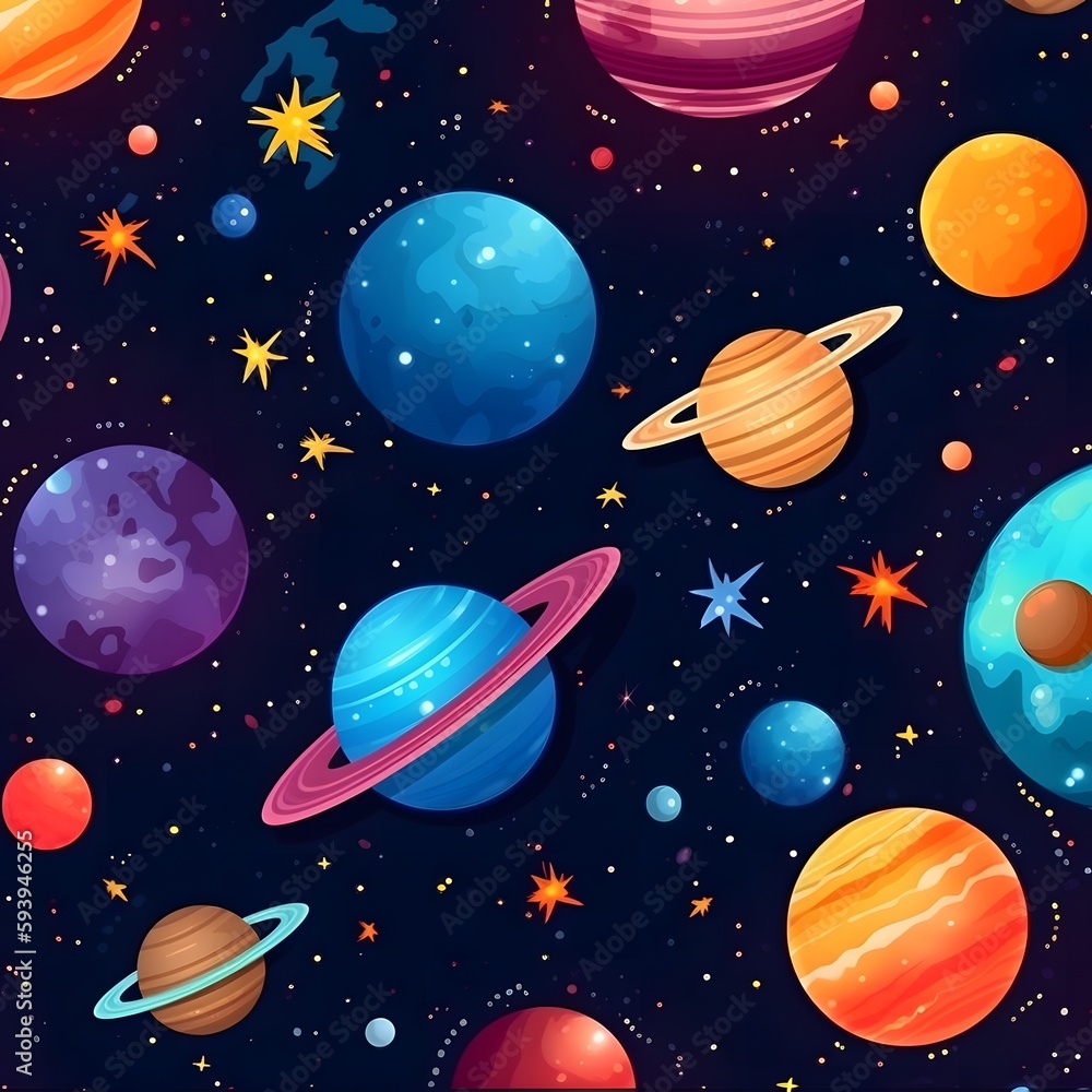 pattern with planets and stars, generated Ai pattern with planets and stars, generated Ai