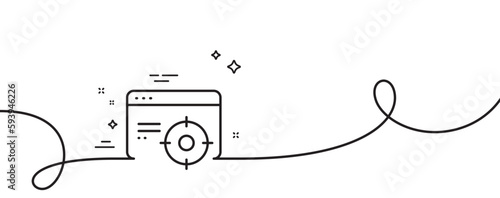 Seo line icon. Continuous one line with curl. Web targeting sign. Traffic management symbol. Seo targeting single outline ribbon. Loop curve pattern. Vector