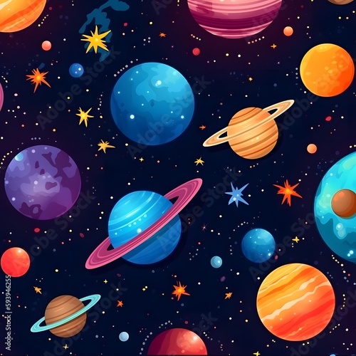 pattern with planets and stars  generated Ai