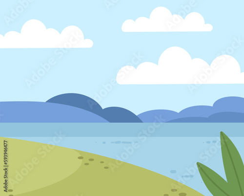 Fototapeta Naklejka Na Ścianę i Meble -  Lake Summer Landscape Background