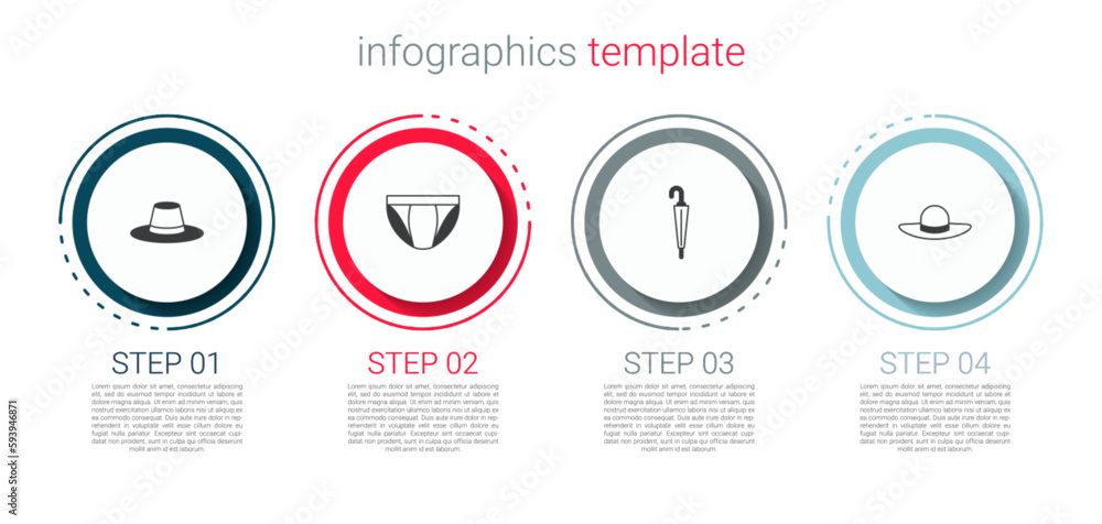 Set Man hat, Men underpants, Umbrella and Elegant women. Business infographic template. Vector Set Man hat, Men underpants, Umbrella and Elegant women. Business infographic template. Vector