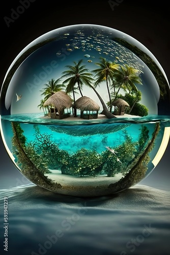 Island in glass ball