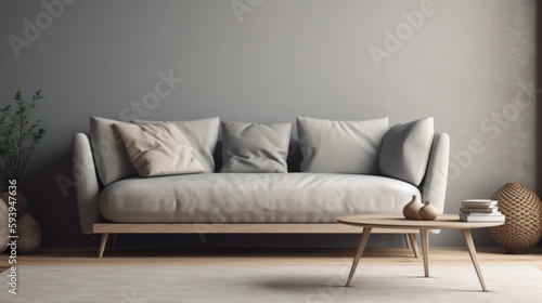 Soft sofa on background, illustration. Al generated