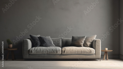 Soft sofa on background, illustration. Al generated