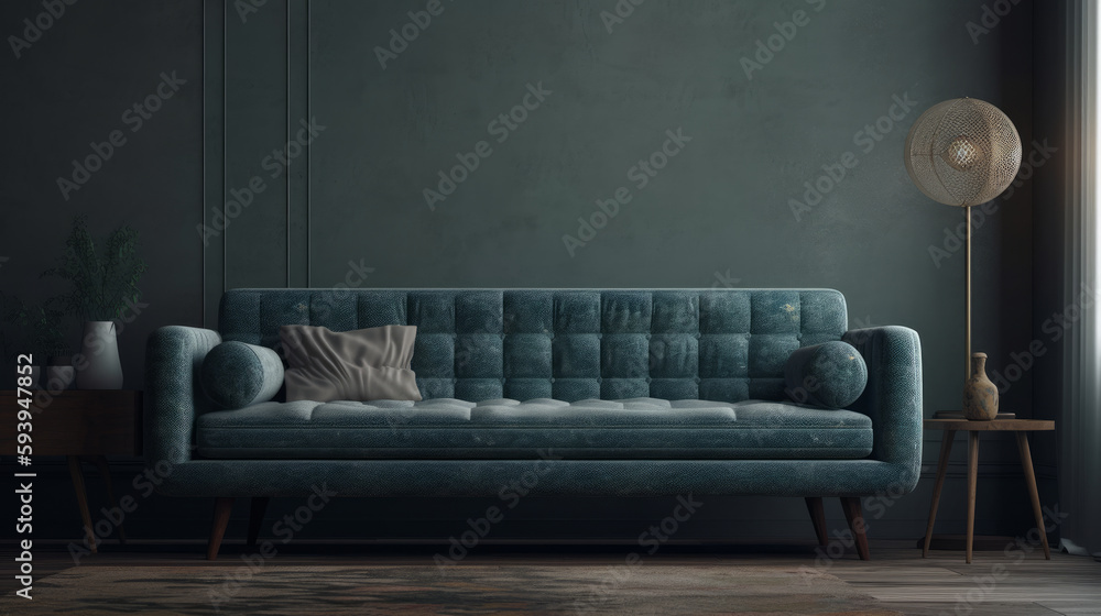 Obraz premium Soft sofa on background, illustration. Al generated