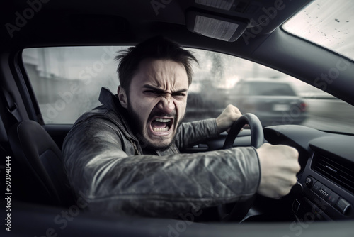 Wütender Autofahrer - Generative AI