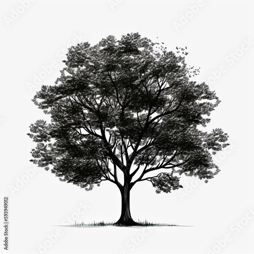 silhouette of a tree, isolated, made with AI
