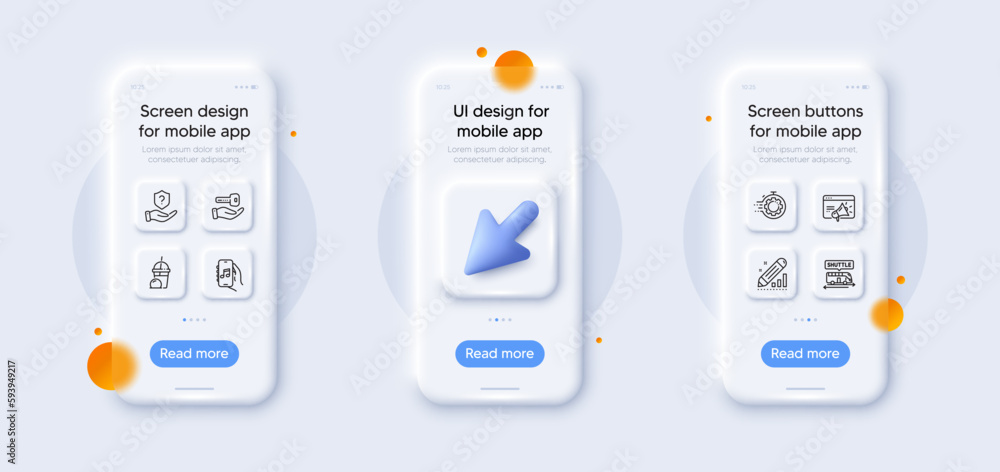 Seo marketing, Ice cream milkshake and Seo timer line icons pack. 3d phone mockups with cursor. Glass smartphone screen. Edit statistics, Buying house, Shuttle bus web icon. Vector Seo marketing, Ice cream milkshake and Seo timer line icons pack. 3d phone mockups with cursor. Glass smartphone screen. Edit statistics, Buying house, Shuttle bus web icon. Vector