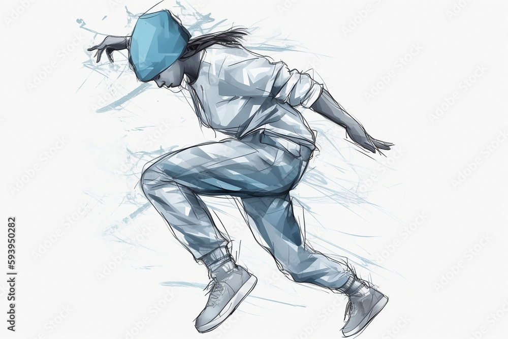 HIPHOP, Japanese people are dancing. Watercolor. Generative AI HIPHOP, Japanese people are dancing. Watercolor. Generative AI