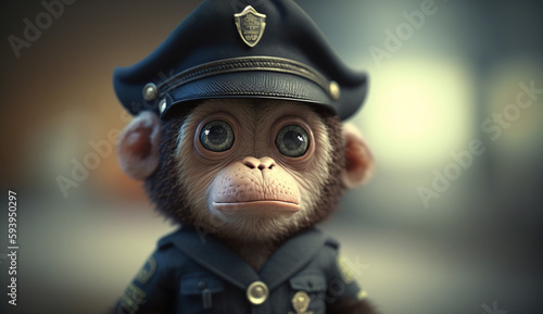 Ein süßer Affe als Polizist KI