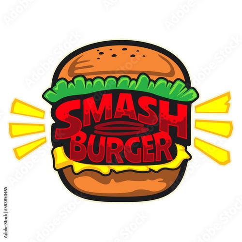 smash burger food brand vector illustration logo