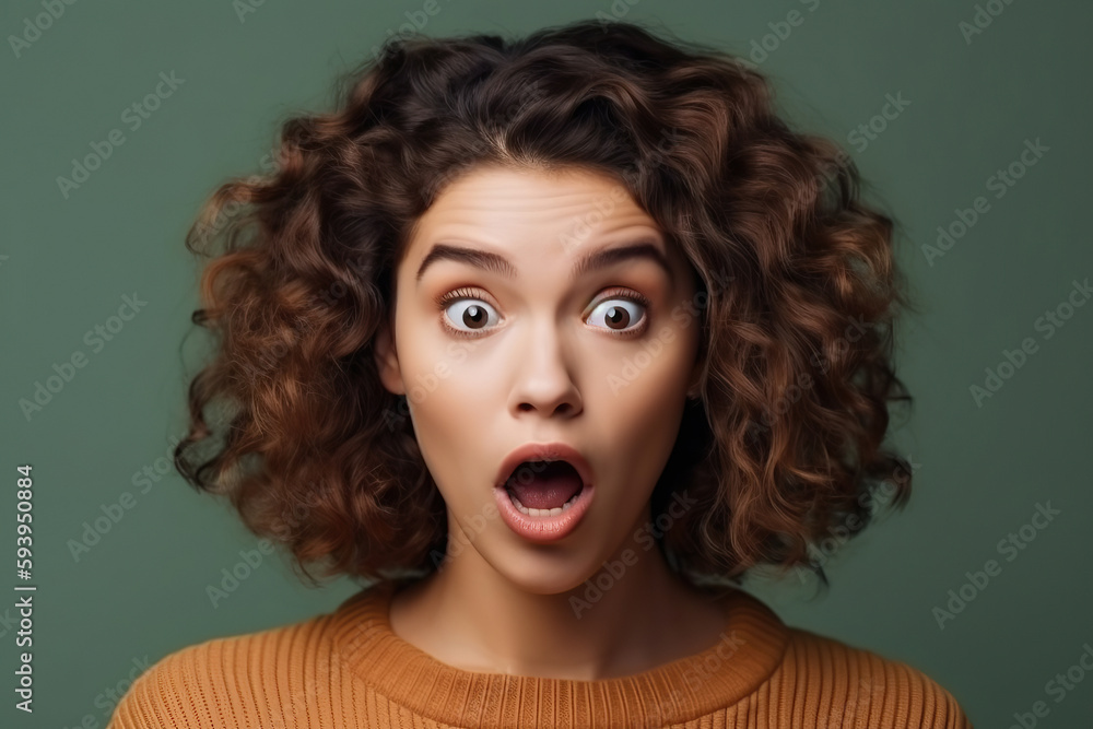 Portrait of happy surprised woman, generative ai. Portrait of happy surprised woman, generative ai.