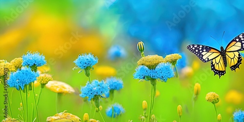 illustration of a landscape of a meadow with beautiful flowers to.