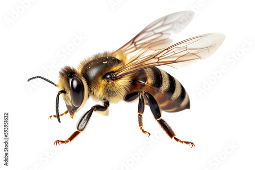 Bee insect close-up. PNG file is detailly isolated with transparent background. Generative Ai © Tijana