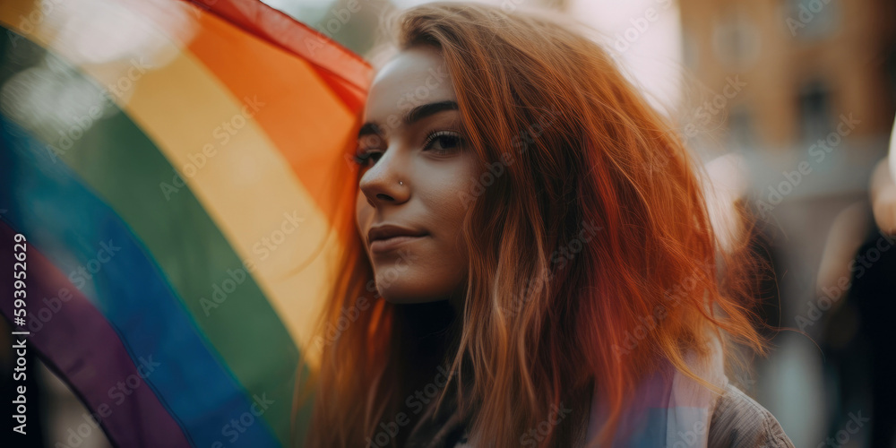 Person in a lgbt pride parade - Generative AI Person in a lgbt pride parade - Generative AI