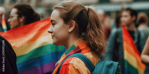 People in a lgbt pride parade - Generative AI
