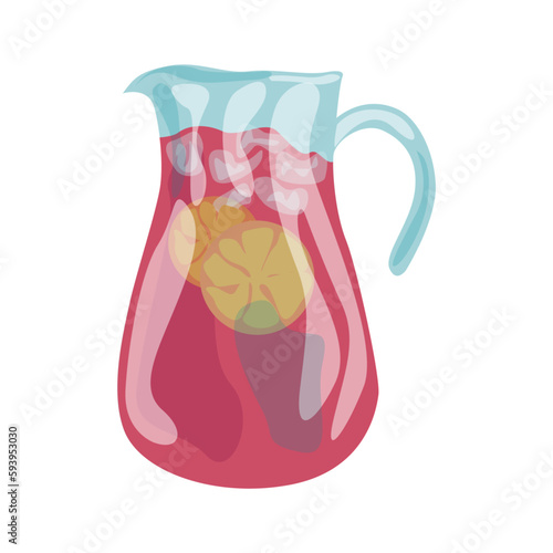 Pitcher with punch illustration in color cartoon style. Editable vector graphic design.