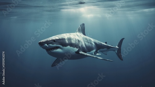 Shark swimming in the sea. Generative AI. © Pro Hi-Res