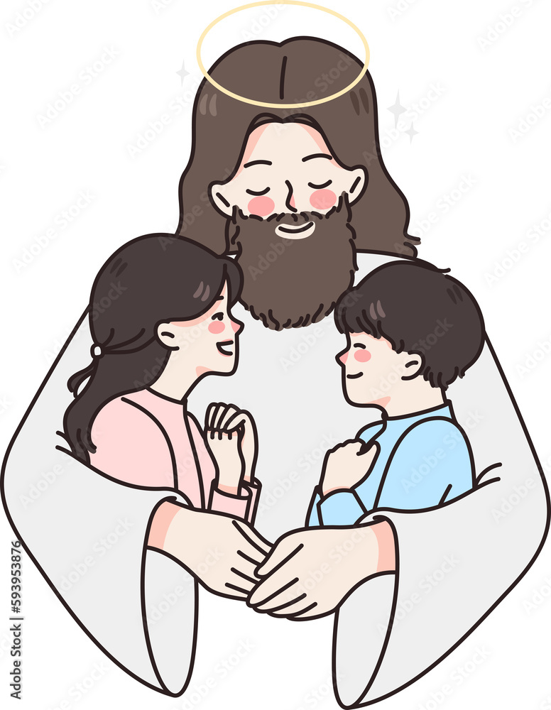 Jesus Christ hug cuddle small children