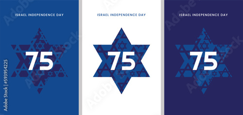 Israel Independence Day poster design, banner, card - 75 celebration.