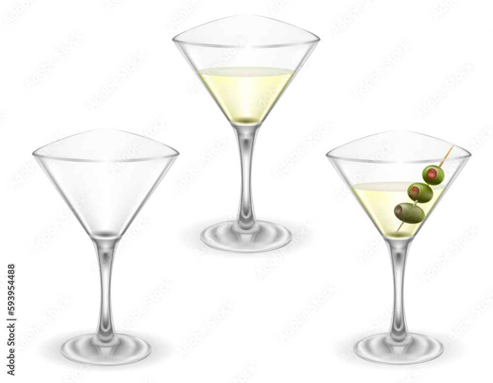 martini cocktail alcoholic drink glass vector illustration