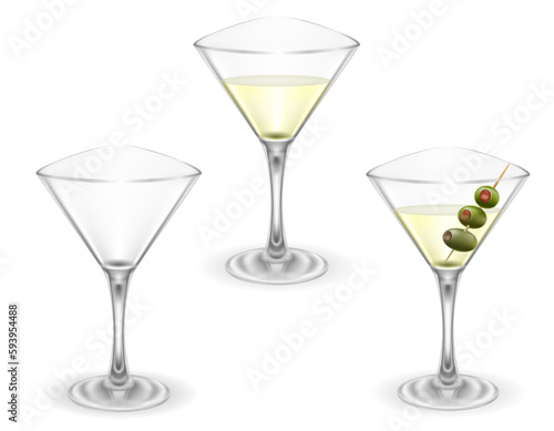 martini cocktail alcoholic drink glass vector illustration