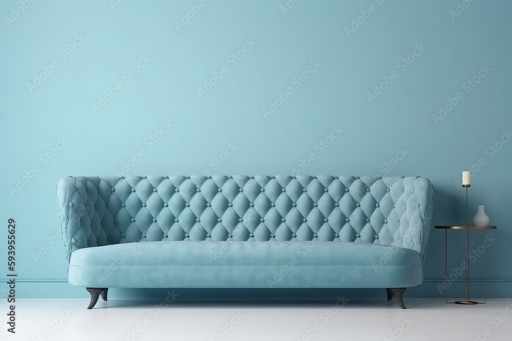 Obraz premium Light Blue Sofa created with Generative AI Technology, ai, generative
