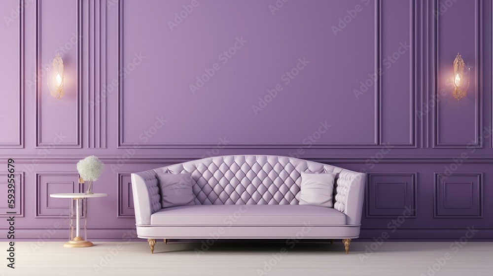Lavender Colored Sofa created with Generative AI Technology, ai, generative Lavender Colored Sofa created with Generative AI Technology, ai, generative