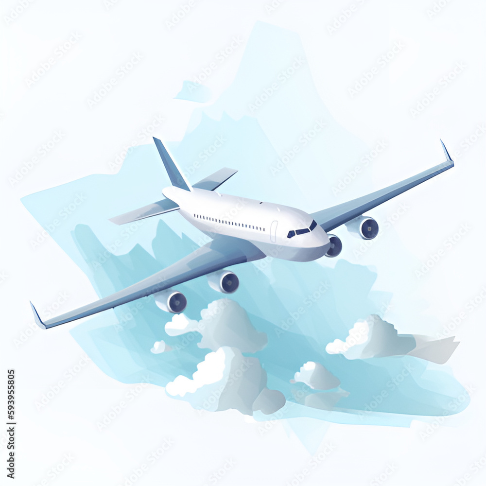 雲の上に飛ぶ飛行機 | Generative AI