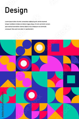 Geometric poster design element halftone graphic colorful shapes line vector shapes abstract mural background