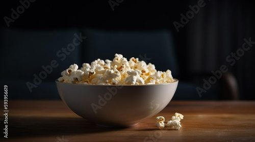 Wallpaper Mural Bowl of Savory Popcorn with Butter and Salt Seasoning. With Licensed Generative AI Technology Assistance. Torontodigital.ca