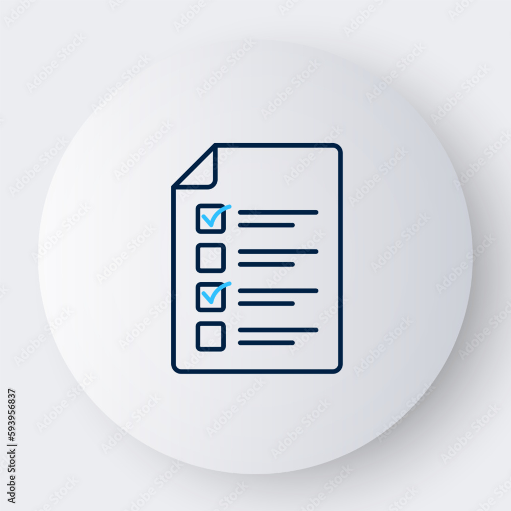 Line Online quiz, test, survey or checklist icon isolated on white background. Exam list. E-education concept. Colorful outline concept. Vector Line Online quiz, test, survey or checklist icon isolated on white background. Exam list. E-education concept. Colorful outline concept. Vector