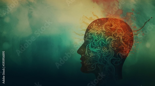 illustration sur la santé mentale, les pensées, le bien être et l'estime de soi, illustration ia générative