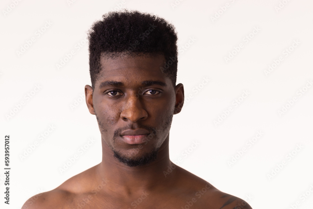 Fototapeta premium African American man portrait close-up isolated white background - diversity concept