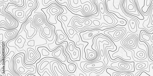 Ocean topographic line map with curvy wave isolines vector illustration. Sea depth topographic landscape surface for nautical radar readings. Cartography texture abstract banner of relief ocean floor.