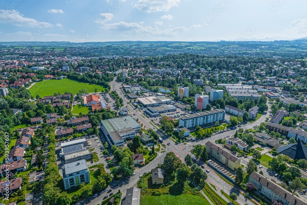 Ausblick auf Kempten im Allgäu, die westlichen Stadtbezirke im Luftbild